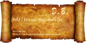 Délczeg Balabán névjegykártya